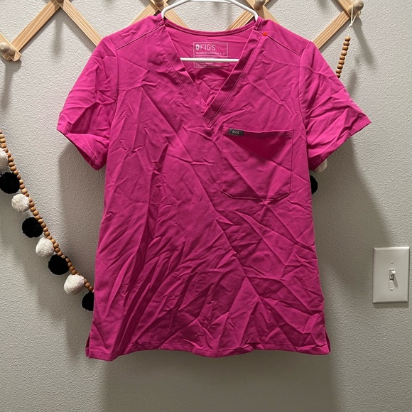 Figs Tops Figs Hot Pink One Pocket Top Poshmark